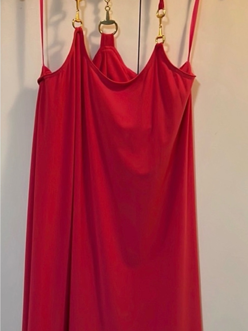 Julie Brown hot Pink Slip Dress with Gold Logo Accent